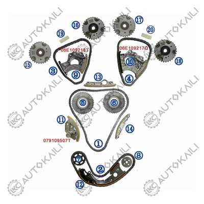 AUDI / VW A8 4E8 BDX 154KW 2.8FSI 07-10 06E109465BC 108L için zamanlama zinciri kiti