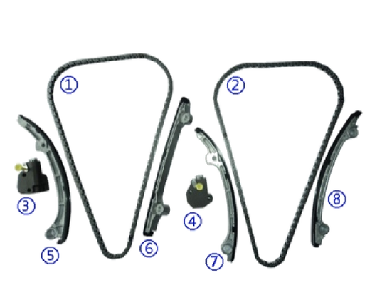 Plastik PA66 / PA46 Zamanlama Zinciri Kits For INFINITI FX45 VK45DE V8 4.5L 03-08